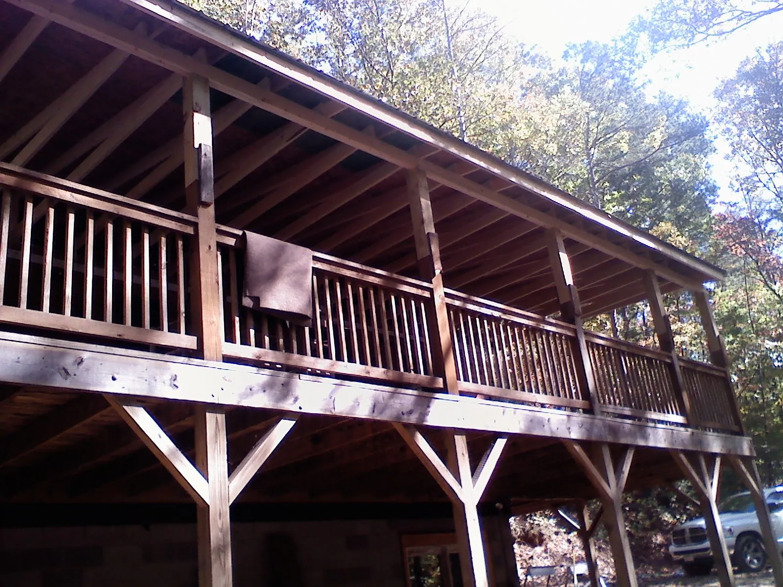 Timber framing under a new elevated porch and deck — Roof Leak Repair in Marietta by Roofing Brothers